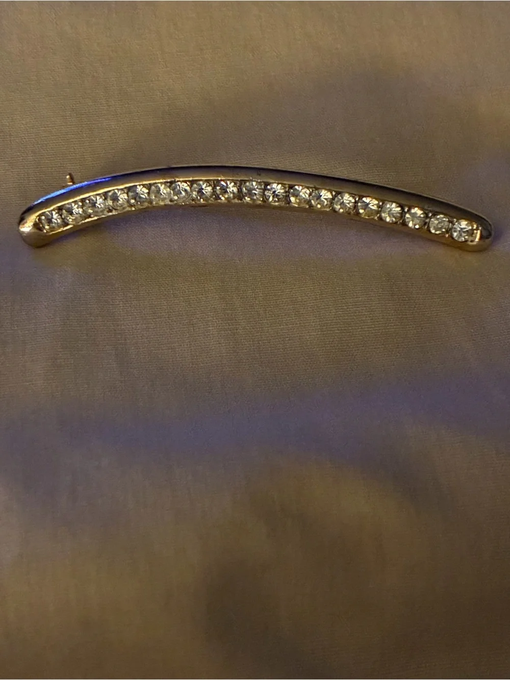 Geoffrey Beene vintage Gold-Tone Crystal Curved brooch pin